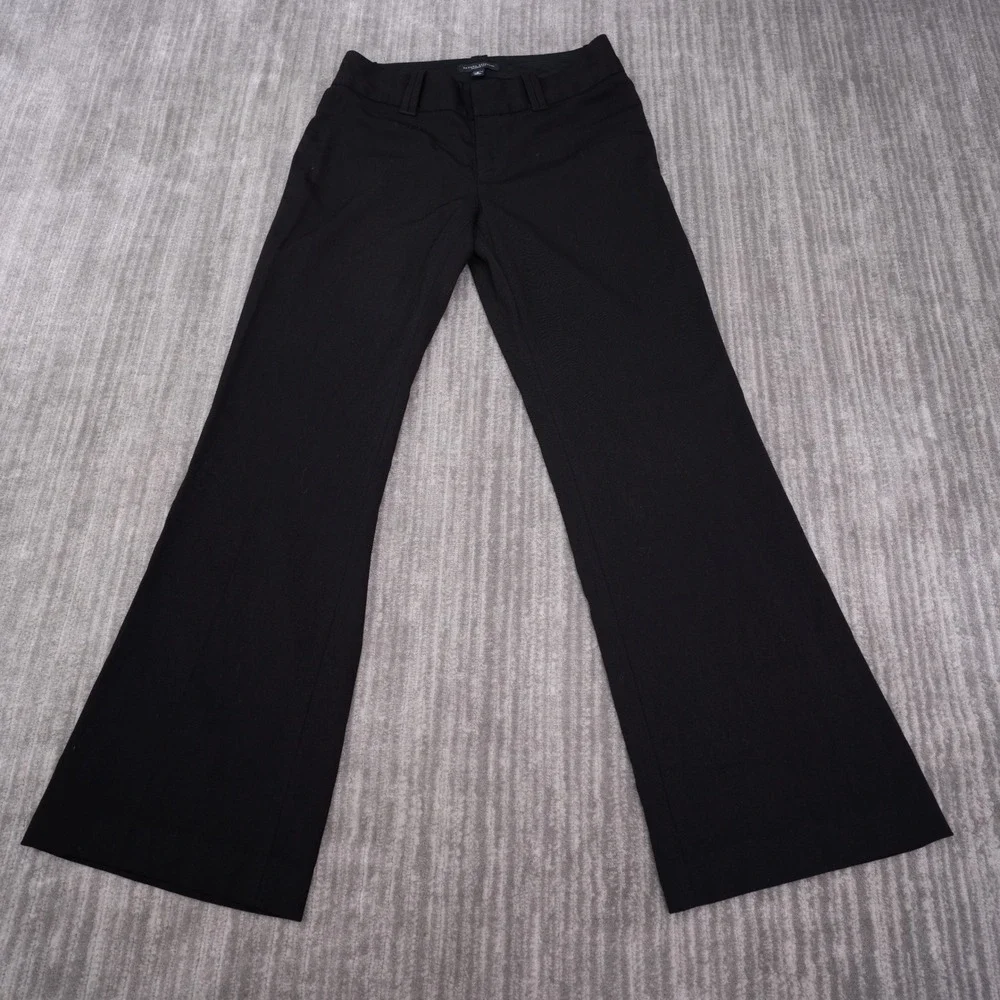 Banana Republic Jackson Fit Pants Womens 6 Black Excellent Wide Leg Wool Stretch